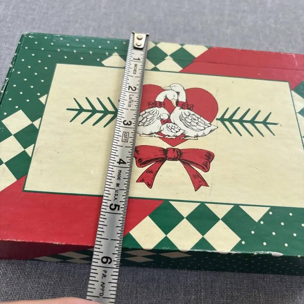 General Box Co School Pencil Pen Goose Family Red Green Heart Country Vintage